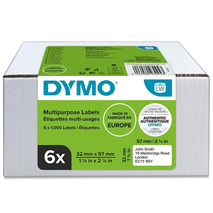 Dymo Label Multi 32 x 57 mm odstráňovateľné, biela, 6 x 1000 ks.