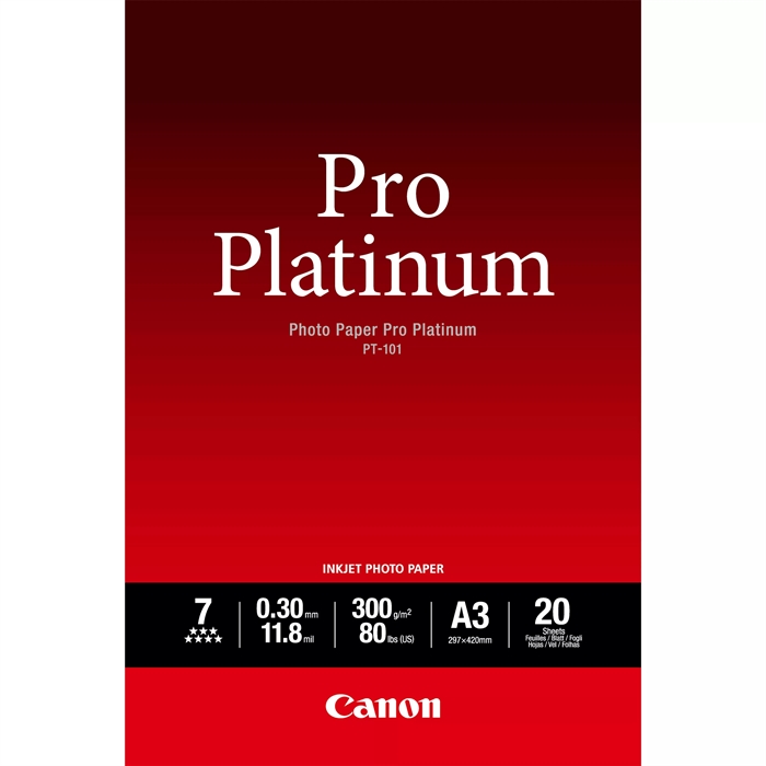 Canon Photo Paper Pro Platinum 300g/m² - A3, 20 listy 