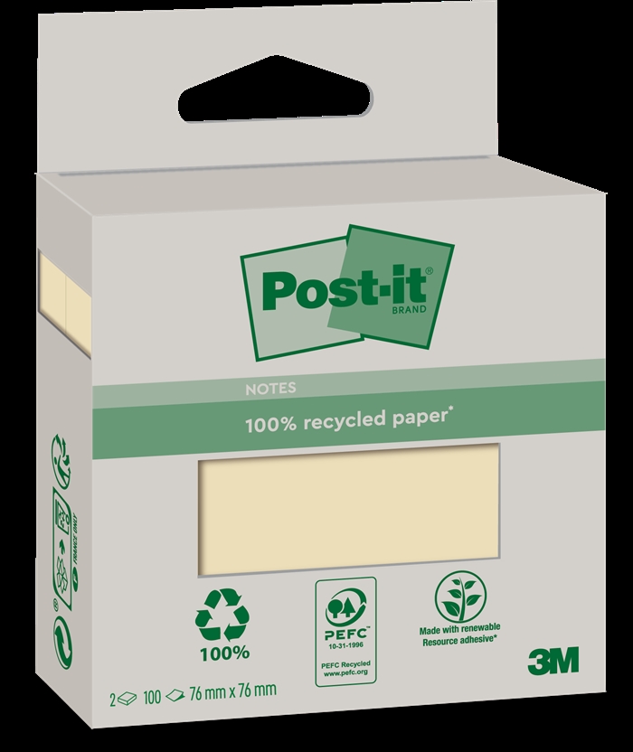 3M Post-it Kanársko žlté 76 x 76 mm, Recyklovateľné