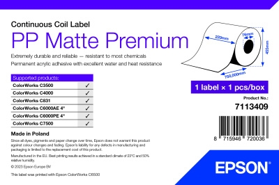 Epson PP Matná Etiketa Premium, Rolka, 220mm x 750m