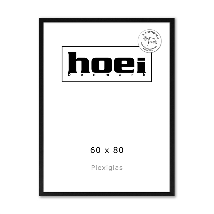 Sort drevený rám na fotografie a plagáty 60 x 80 PLEXI cm