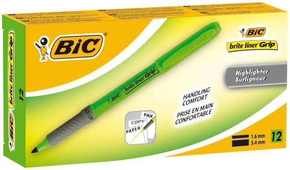 Bic preškrtnávač Brite Liner Grip zelený