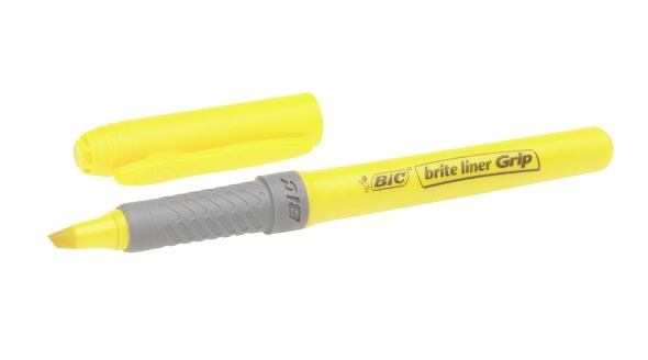 Bic zvýrazňovací pero Brite Liner Grip žlté.