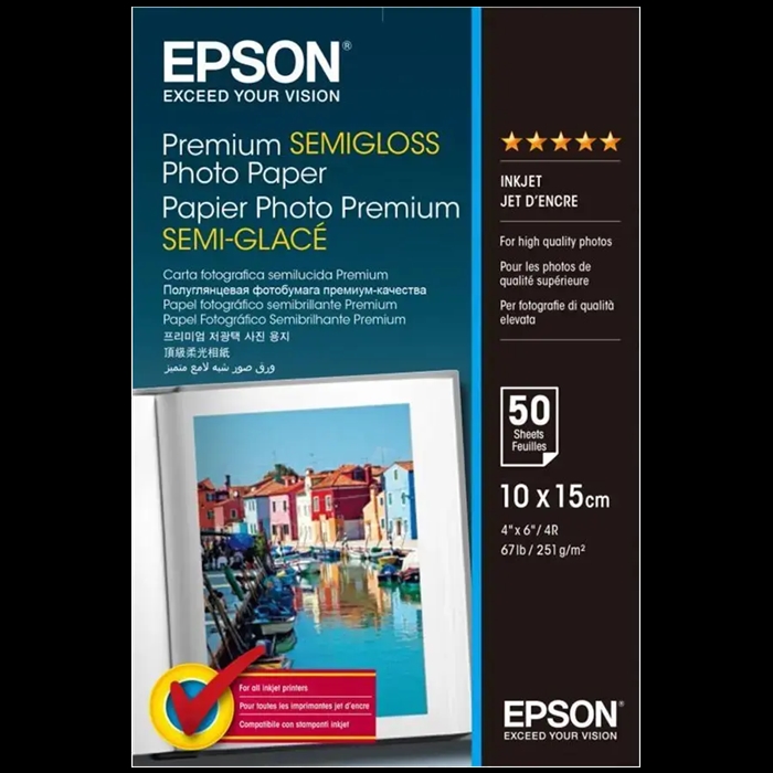 Epson Premium pololesklý fotografický papier - 10x15cm - 50 listy