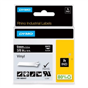 Páska Rhino 9mm x 5,5m vinyl biela na čiernu