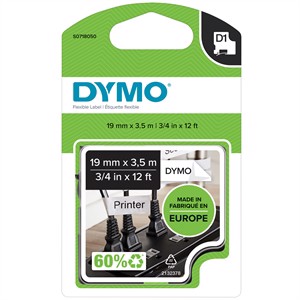 Páska D1 19mm x 2,5m trvalková nylon čierna/biela