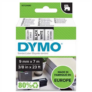 Páska D1 9mm x 7m čierna/biela