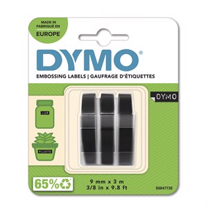 Tape Embosser 9 mm x 3 m čierna, 3-pack