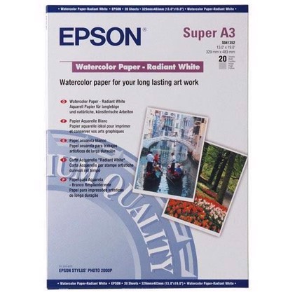 Epson Watercolor Paper Radiant White 188 g/m2, A3+ - 20 listy 