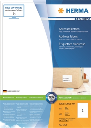 HERMA etiketa Premium A4 100 199,6 x 289,1 mm, 100 ks.