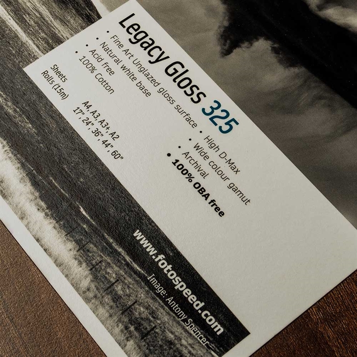 Fotospeed Legacy Gloss 325 g/m² - A3, 25 listy